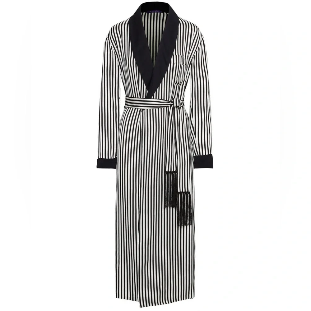 Ralph Lauren $2890 Purple Label Black and White Stripe Kalpita Coat Size 10 - Picture 2 of 15